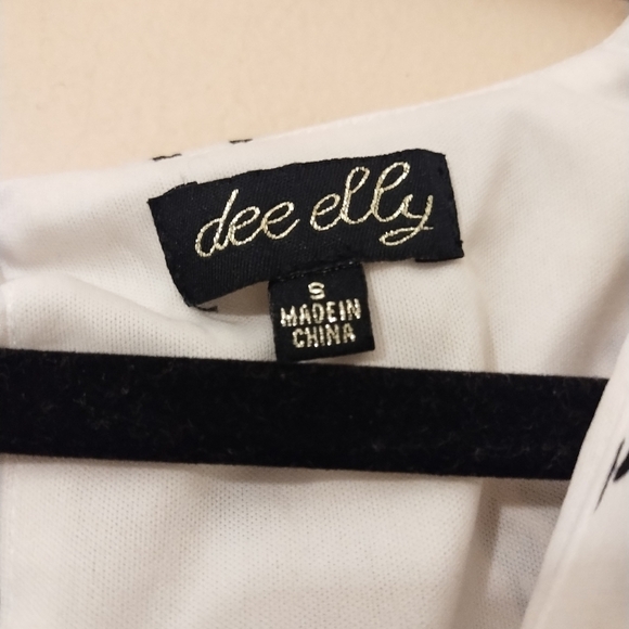 Dee Elly Wm Y2K 100% Polyester White W/ Black Specks Butterfly Sleeves Romper L - Picture 5 of 13